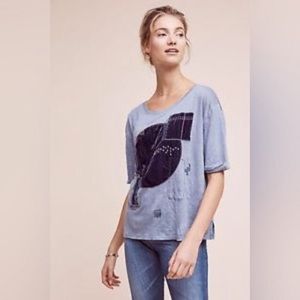 Anthropologie Linen Velvet Tee